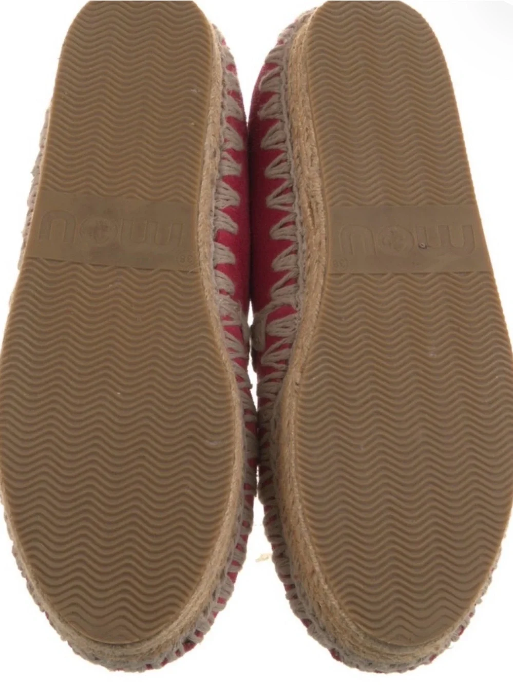 Mou Red Espadrille Slip-On with Embroidered Accent